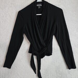 Lafayette 148 New York Petite Wrap Front Blouse Size Small Long Sleeve EUC